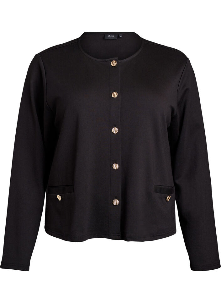 Cardigan with decorative buttons, Black, Packshot image number 0