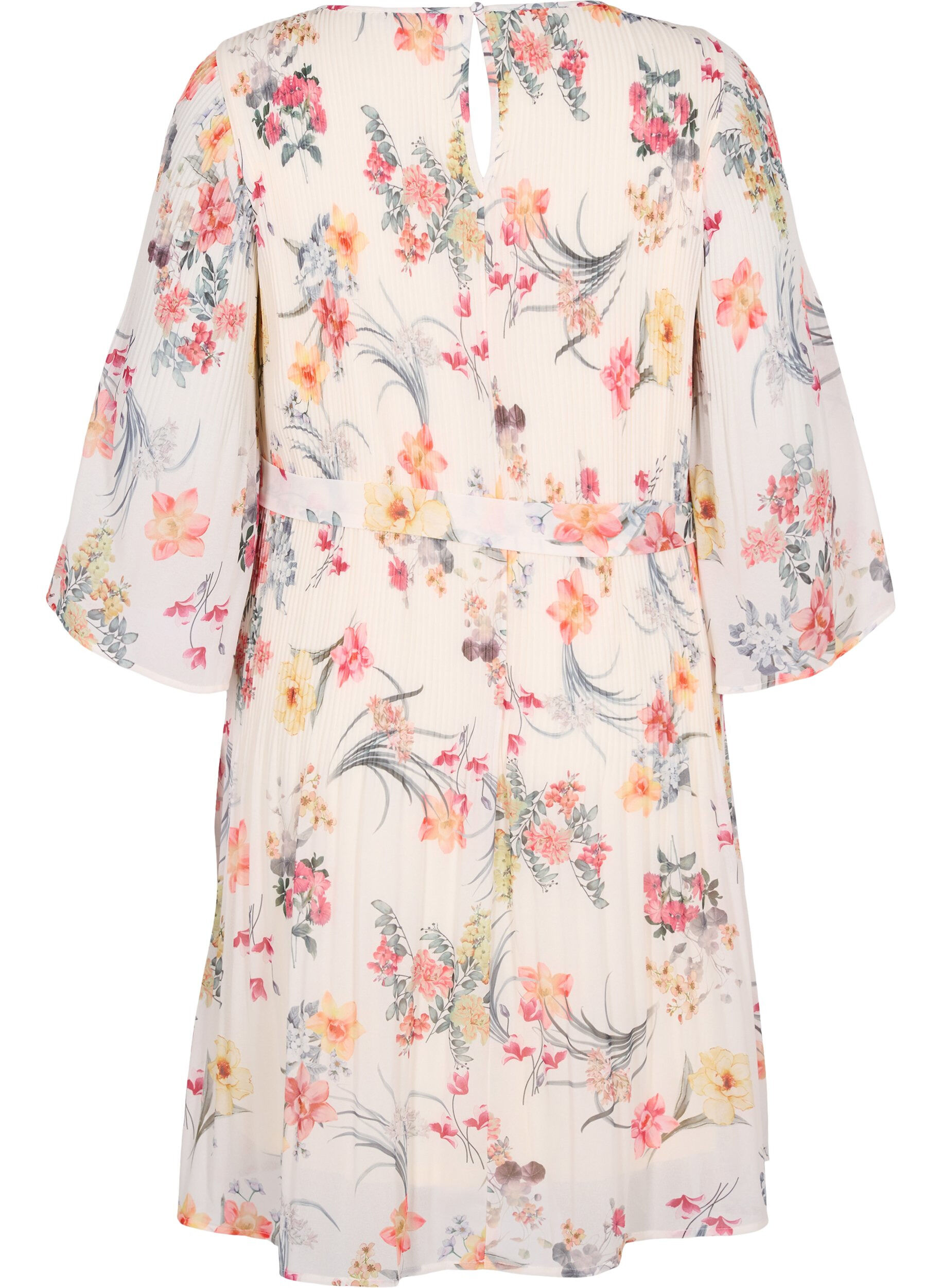 Zizzifashion Printed pleated dress with tie string, Sugar Swizzle Flower, Packshot image number 1