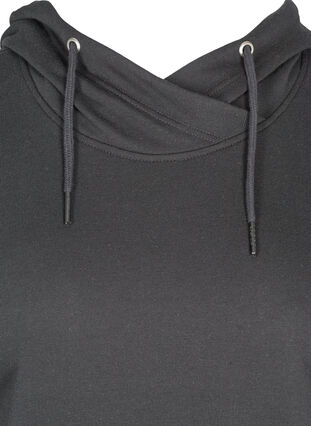 Simple sweat dress with a hood, Black, Packshot image number 2