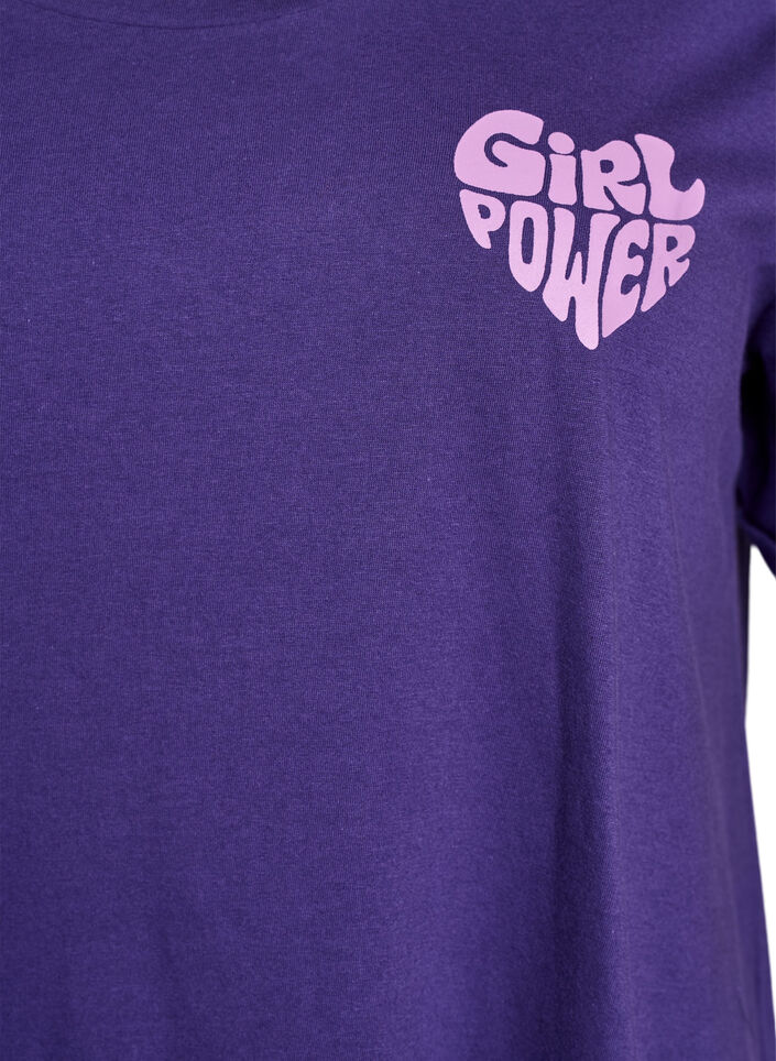 Short-sleeved nightgown in organic cotton, Purple, Packshot image number 2