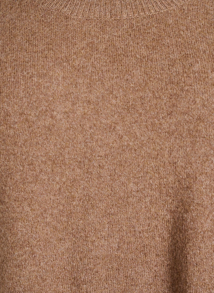 Long knitted blouse with ball buttons, Brown, Packshot image number 2
