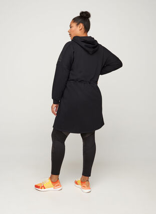 Hooded sweat dress, Black, Model image number 1