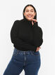 Viscose knit blouse with high neck and zipper, Black, Model image number 0