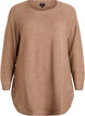 Long knitted blouse with ball buttons, Brown, Packshot image number 0