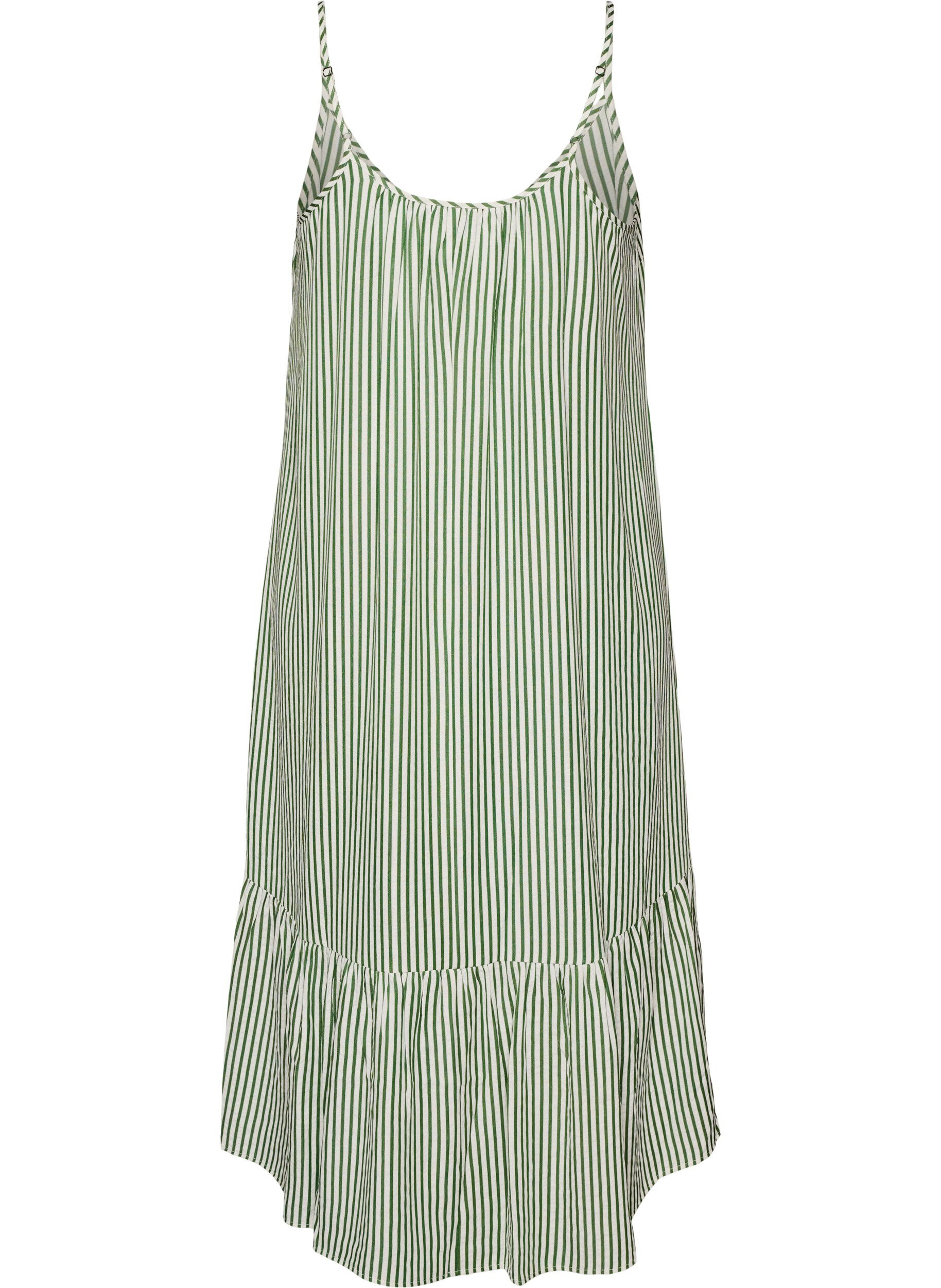 Zizzifashion Summer dress with stripes and A-line shape, Green, Packshot image number 1