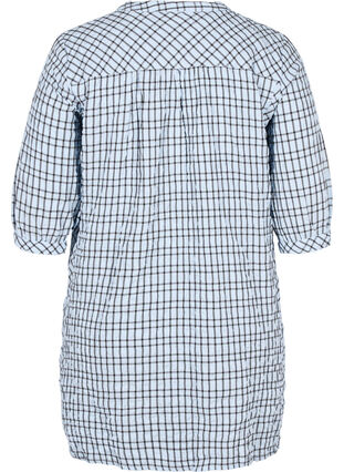 Checkered shirt tunic with 3/4 sleeves, Light Blue Check , Packshot image number 1