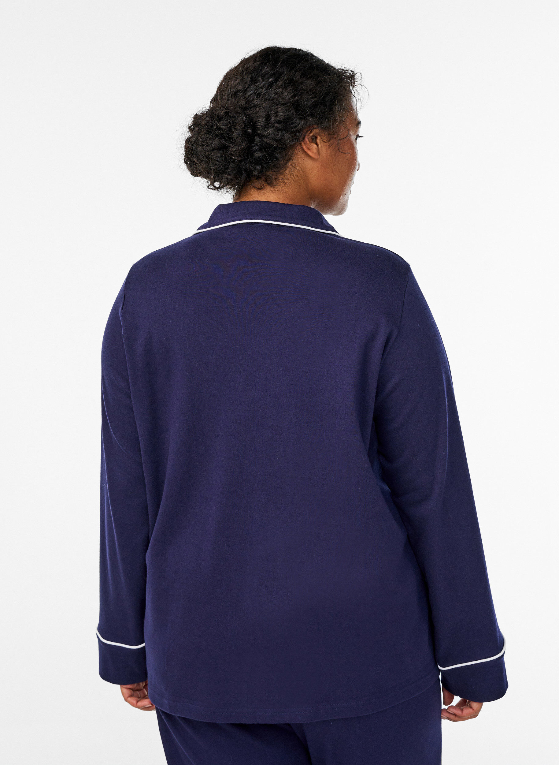 Zizzifashion Cotton pyjama shirt with chest pocket, Blue, Model image number 2