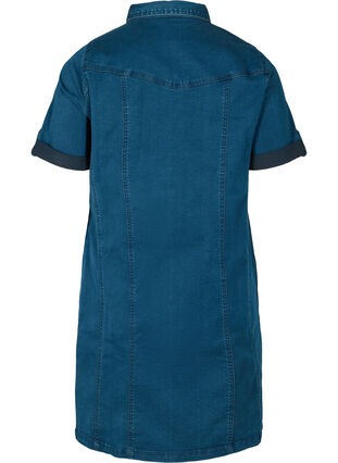 Short-sleeved denim dress, Blue denim, Packshot image number 1