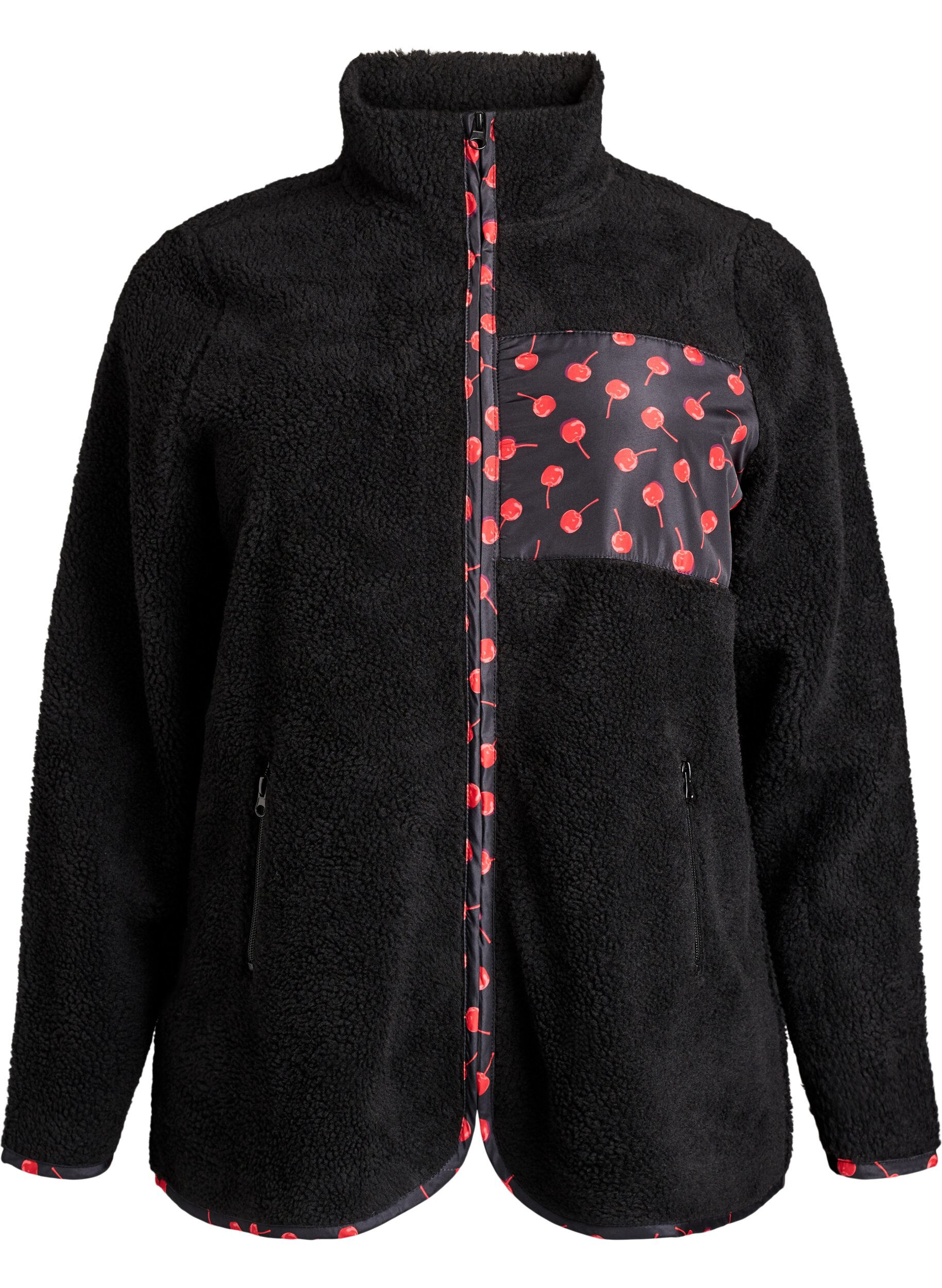 Teddy-fleece jacket with cherry details