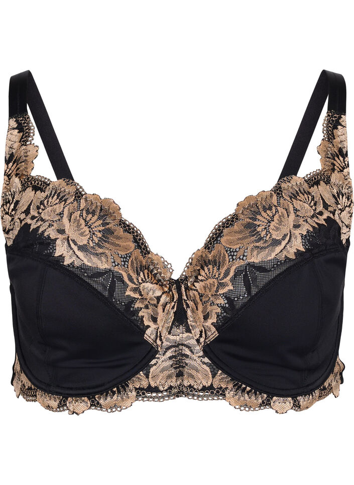 Balconette underwire lace bra, Black, Packshot image number 0