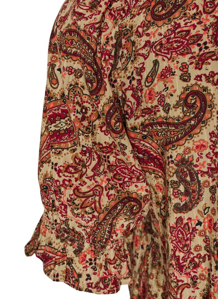 Viscose blouse with paisley print and a square neckline, Brown, Packshot image number 3