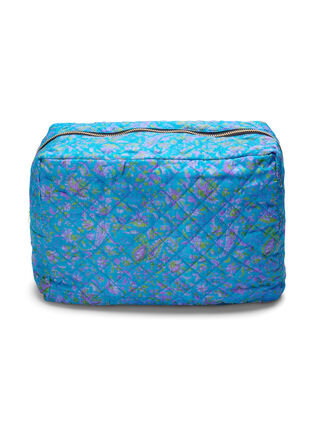 Toiletry bag in vintage sari fabric, Horizon Blue AOP, Packshot image number 0