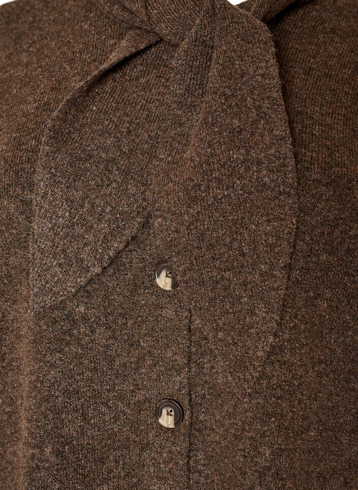 Cardigan with bow ties and buttons, Brown, Packshot image number 2