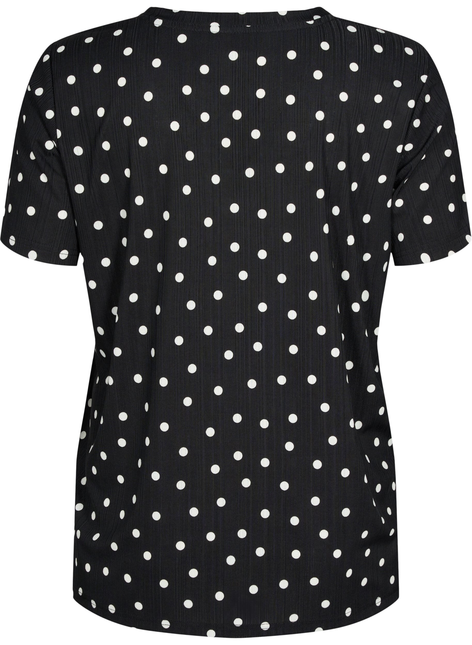 Zizzifashion FLASH - Printed t-shirt with v-neck, Black Dot, Packshot image number 1