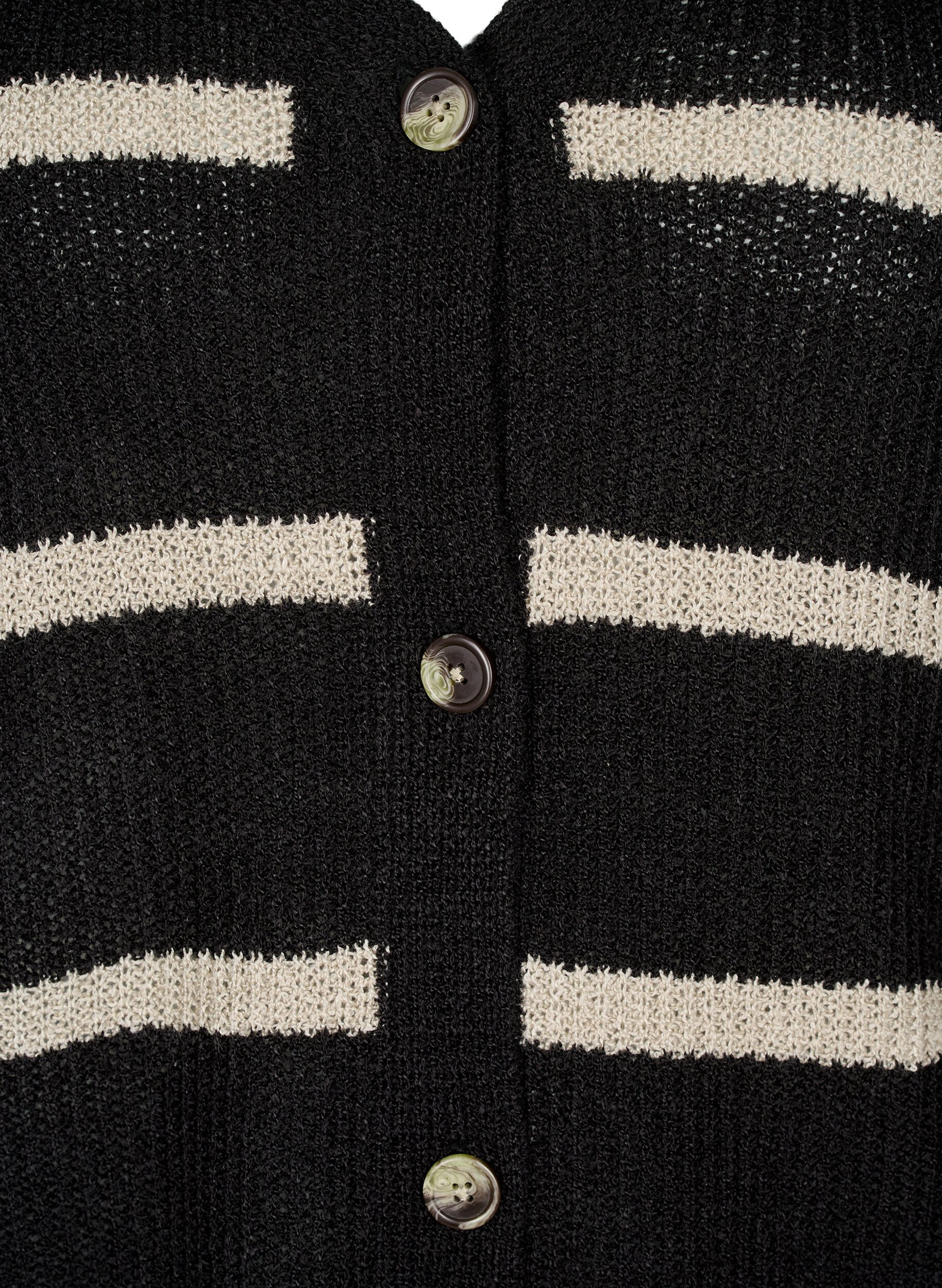 Zizzifashion Knitted cardigan with stripes and buttons, Black, Packshot image number 2