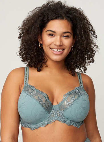 Emma bra with embroidery, Stormy Sea, Model image number 0