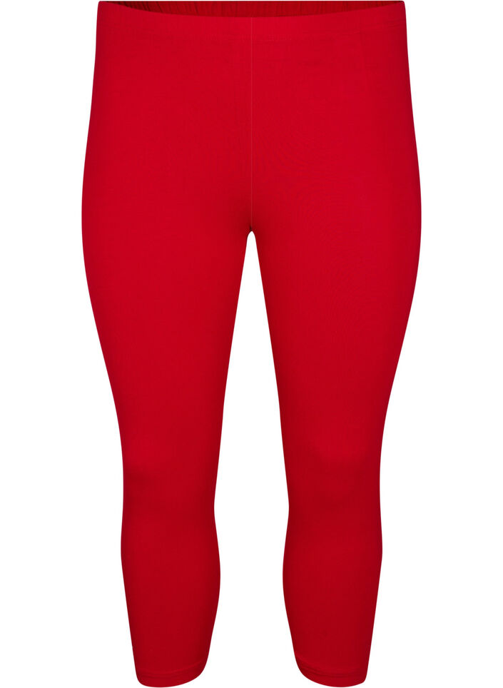 Basic 3/4-length viscose leggings, Red, Packshot image number 0