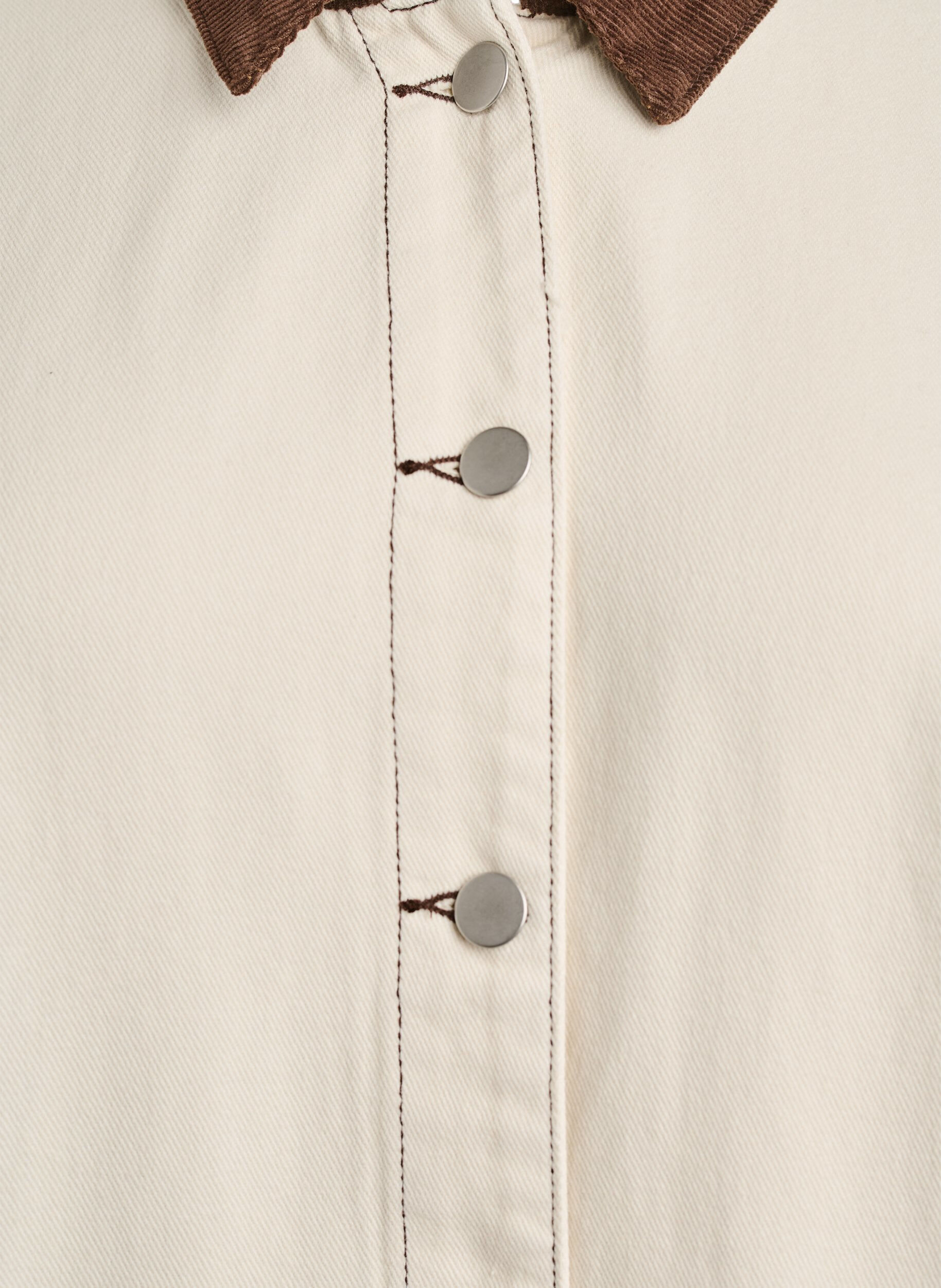 Zizzifashion Coloured denim jacket with contrast collar, Vanilla, Packshot image number 2