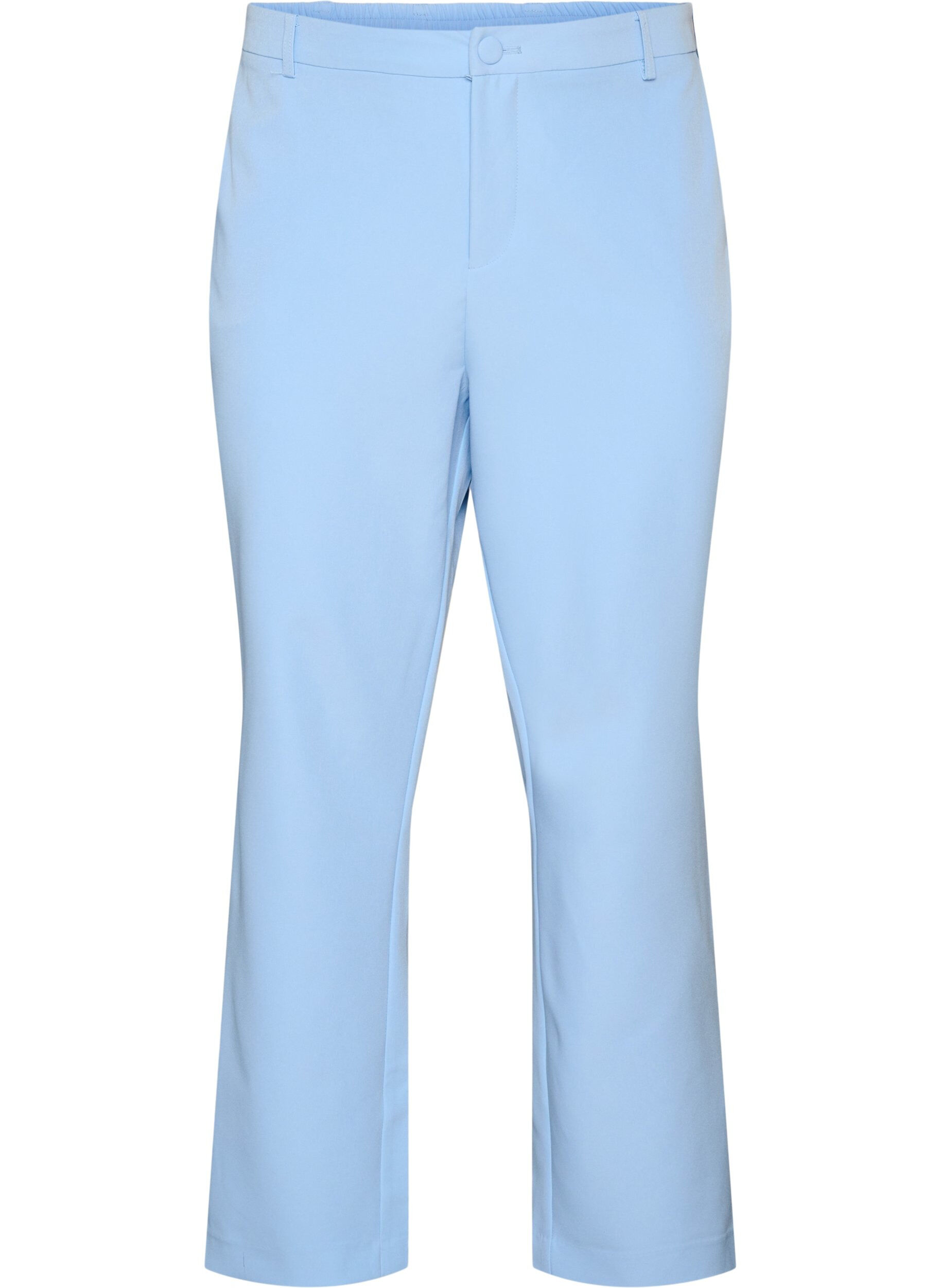 Trousers with pockets and straight legs