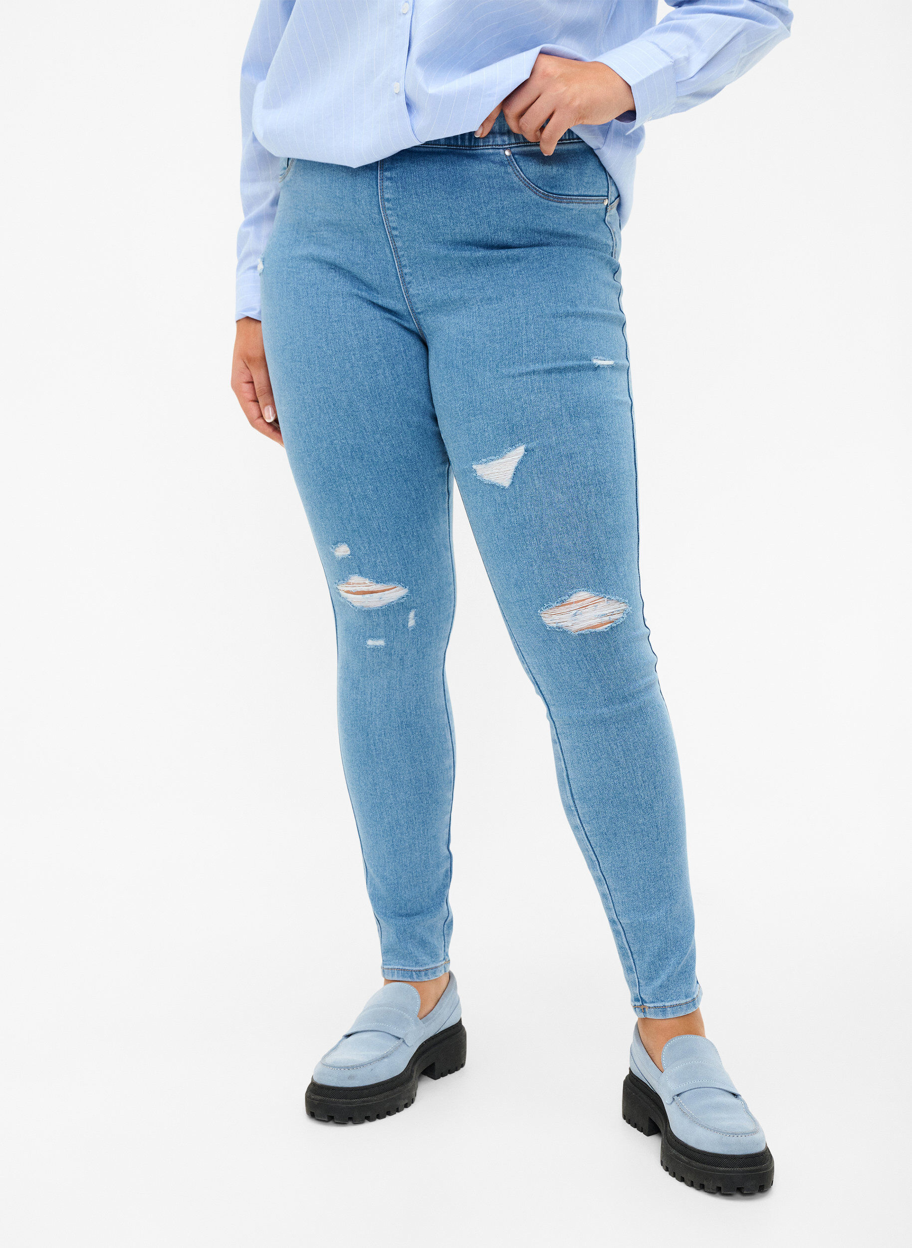 Zizzifashion Ripped jeggings, Light Blue, Model image number 2