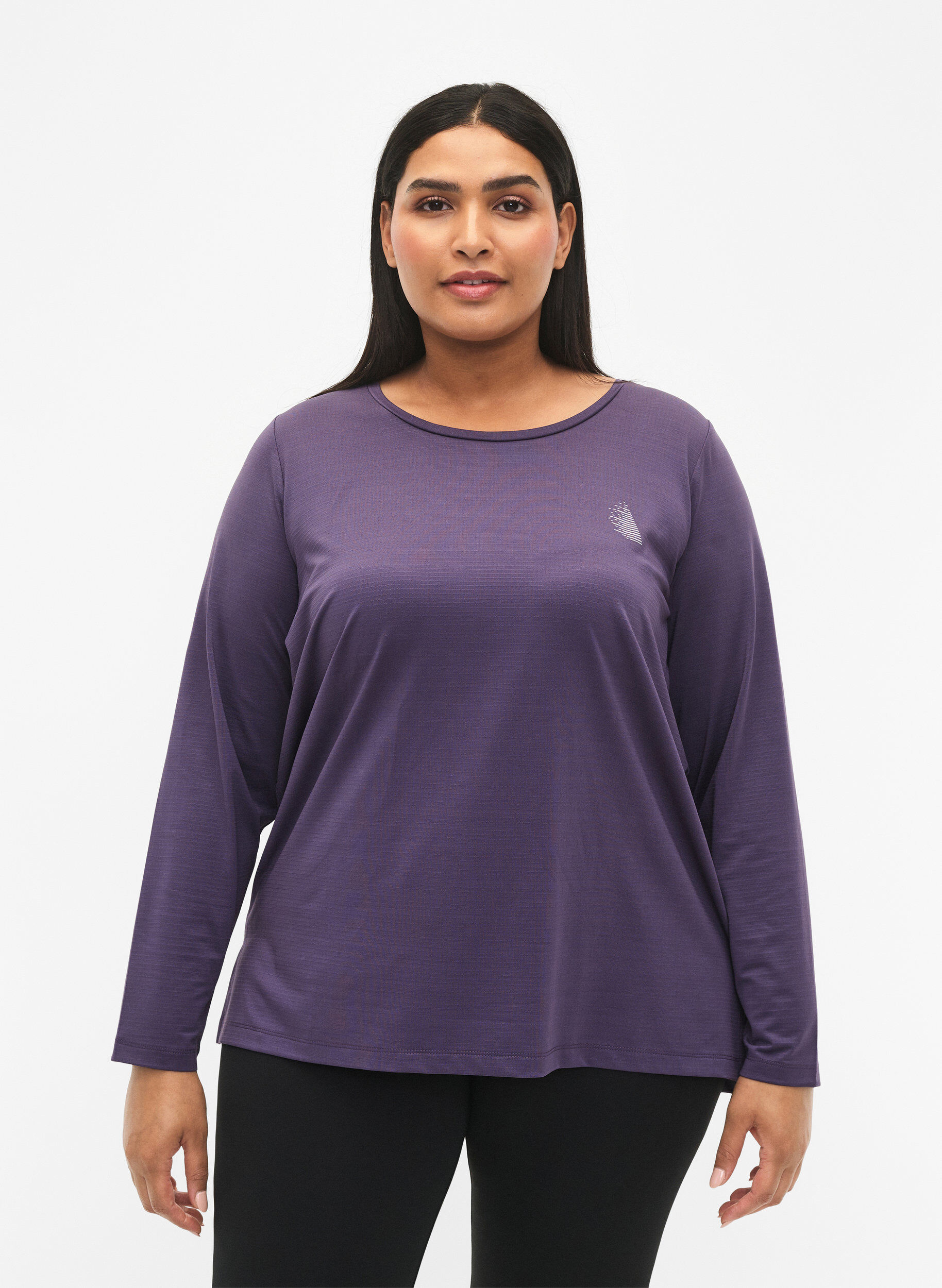 Zizzifashion Long-sleeved training blouse with structure, Purple Plumeria, Model image number 0