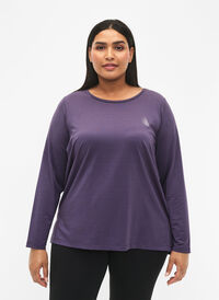 Long-sleeved training blouse with structure, Purple Plumeria, Model