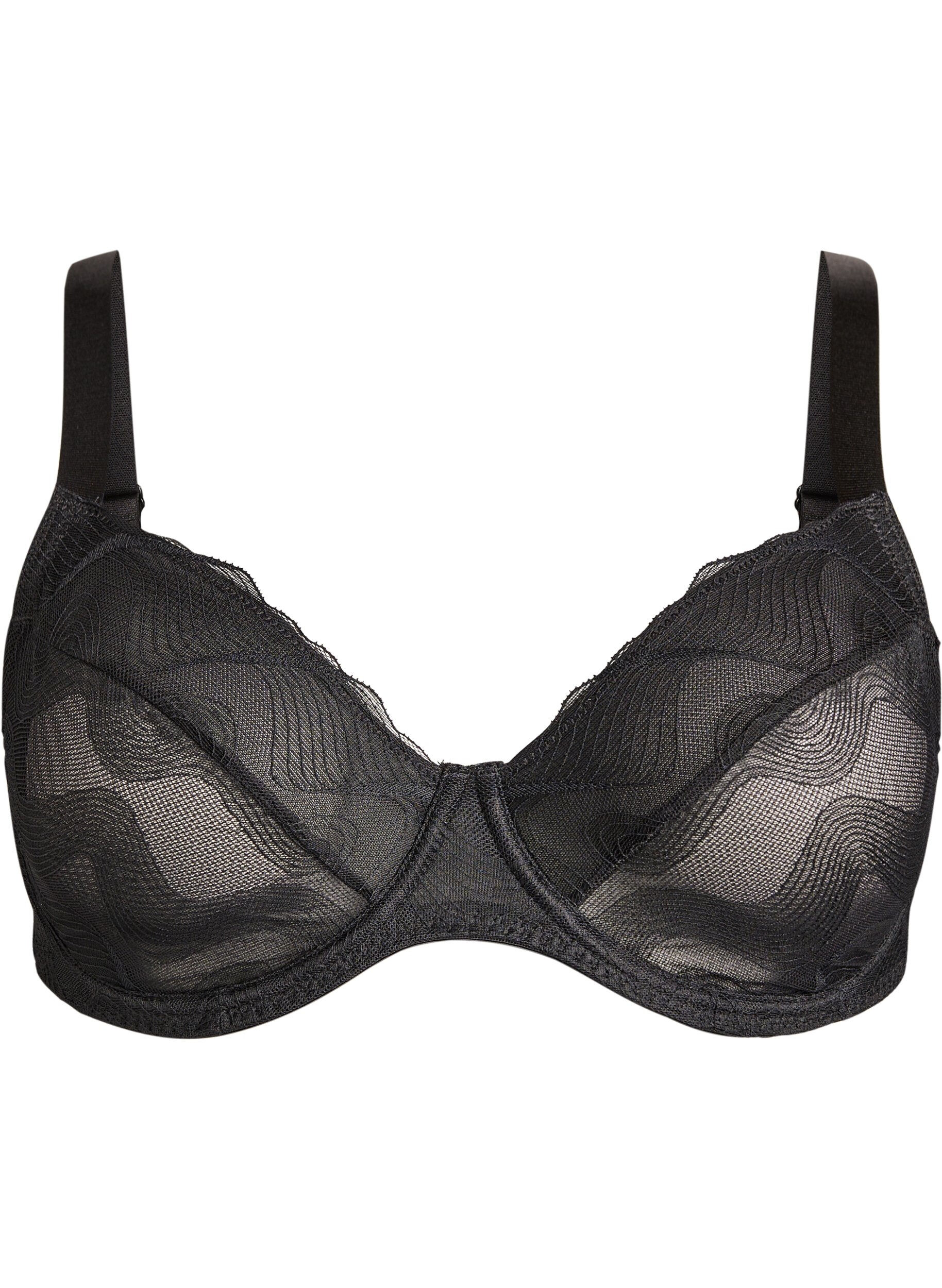 Full cover bra in mesh with wave pattern