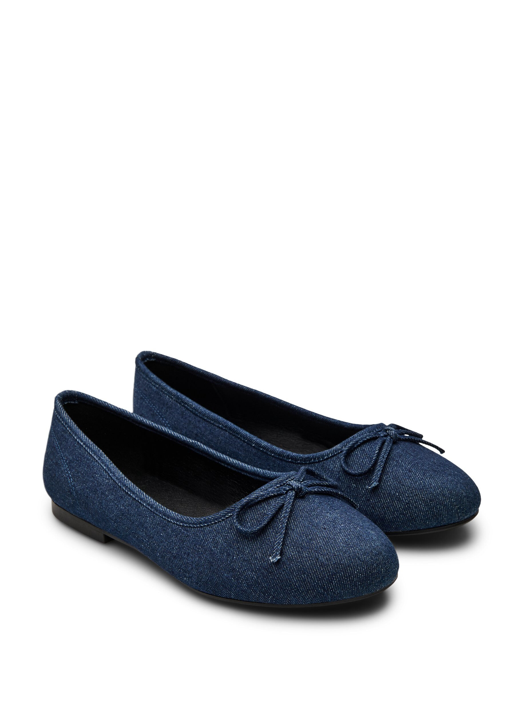 Zizzifashion Wide fit - Denim ballerina with bow, Blue, Packshot image number 1