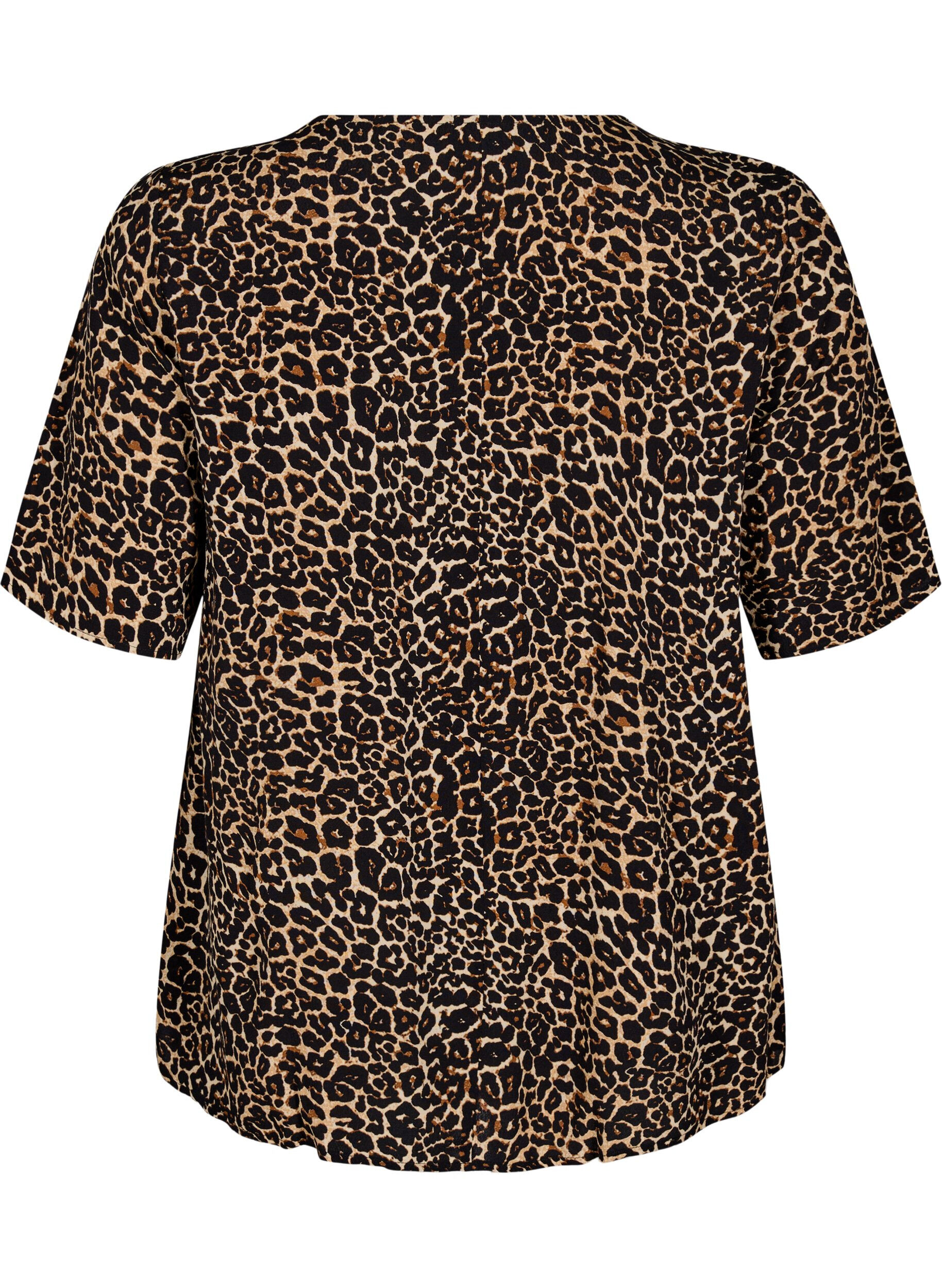 Zizzifashion Short sleeve viscose Blouse with print, Brown, Packshot image number 1