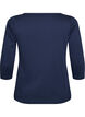 Basic T-shirt with boat neck and 3/4 sleeves, Blue, Packshot image number 1