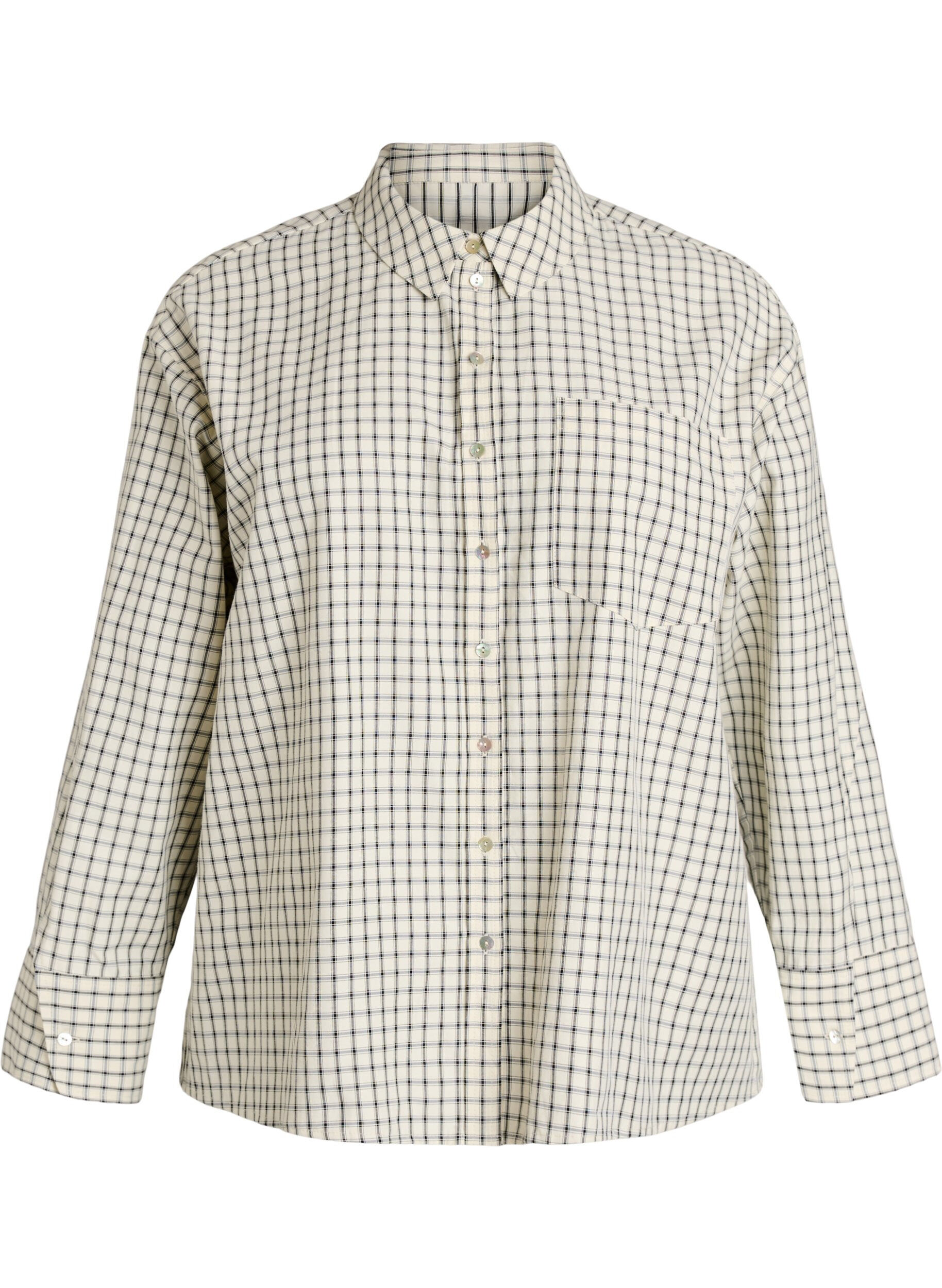 ZizzifashionChecked shirt with a chest pocket, White, Packshot image number 0