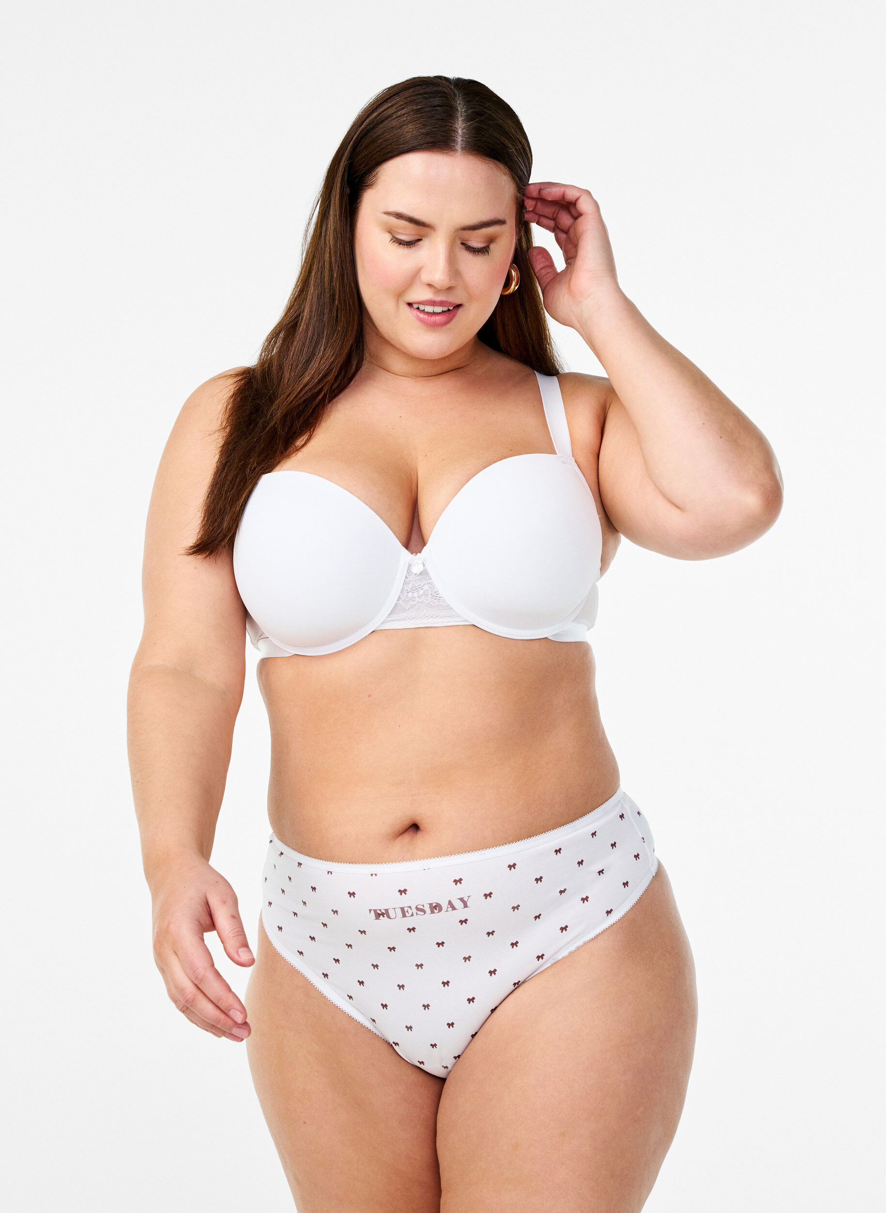 Zizzifashion 7-pack G-strings in cotton with weekdays printed, Rose, Model image number 0