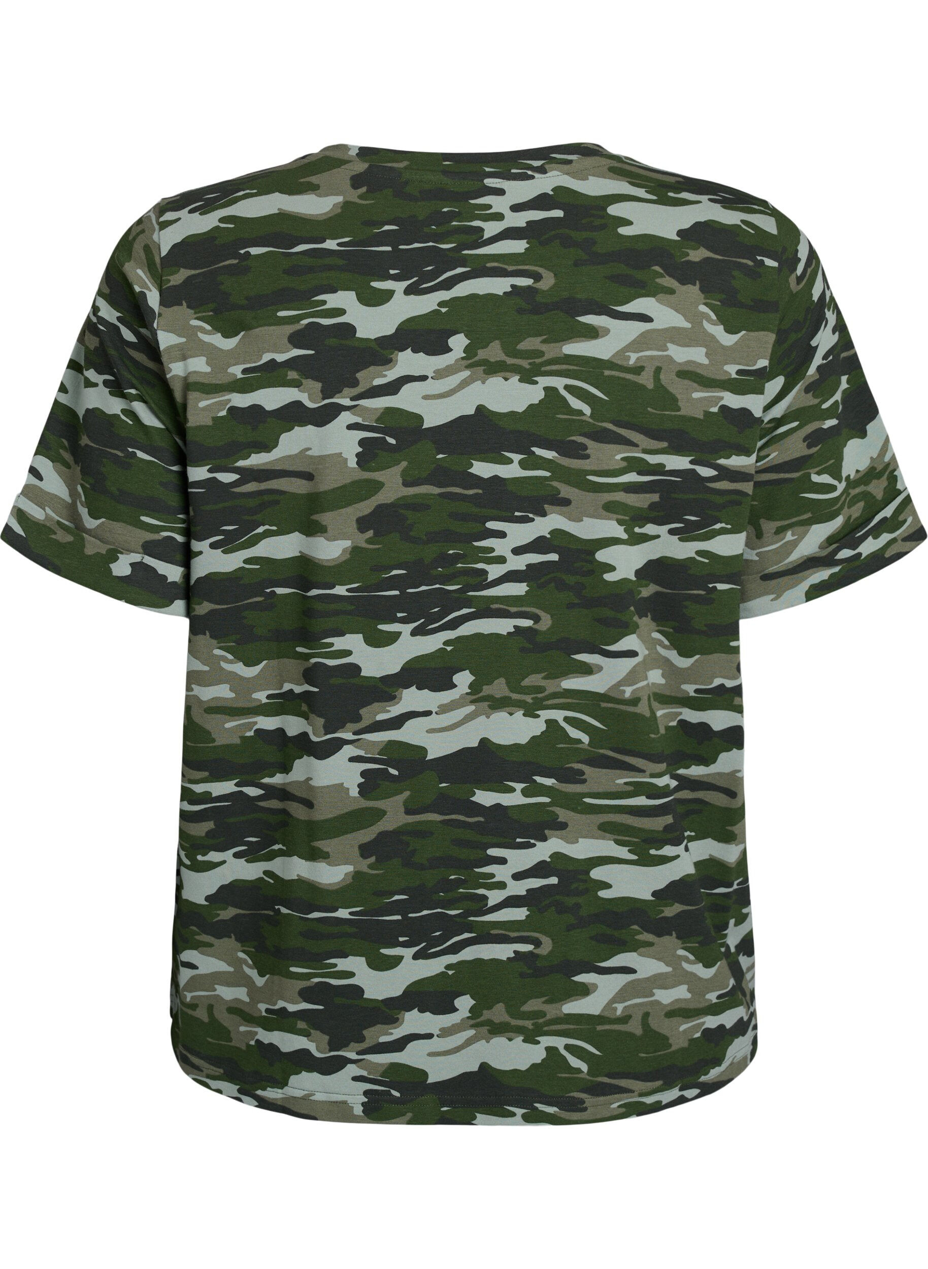 Zizzifashion T-shirt with round neck and all-over print, Green, Packshot image number 1