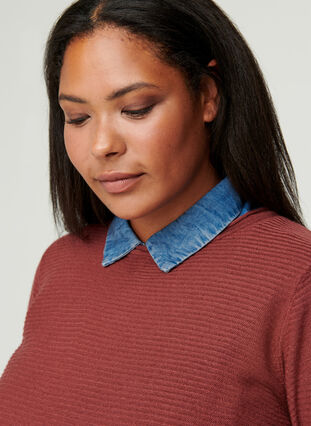 Ribbed knitted sweater with a round neck, Wild Ginger, Model image number 2