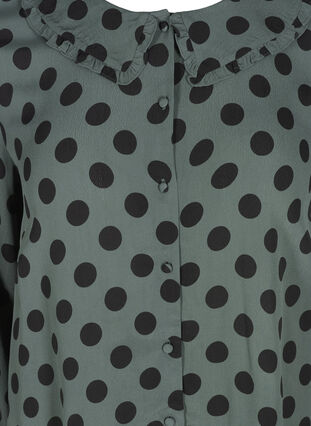 Long polka dot viscose shirt, Thyme Dot, Packshot image number 2