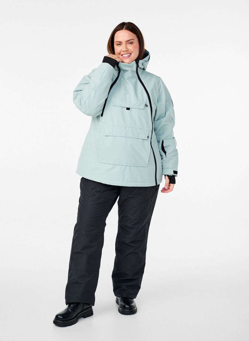 Functional ski anorak with hood, Green, Model image number 1