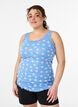 Top with print and lace edge, Blue, Model image number 0
