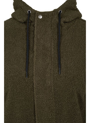 Long teddy jacket with hood and pockets, Ivy Green, Packshot image number 2