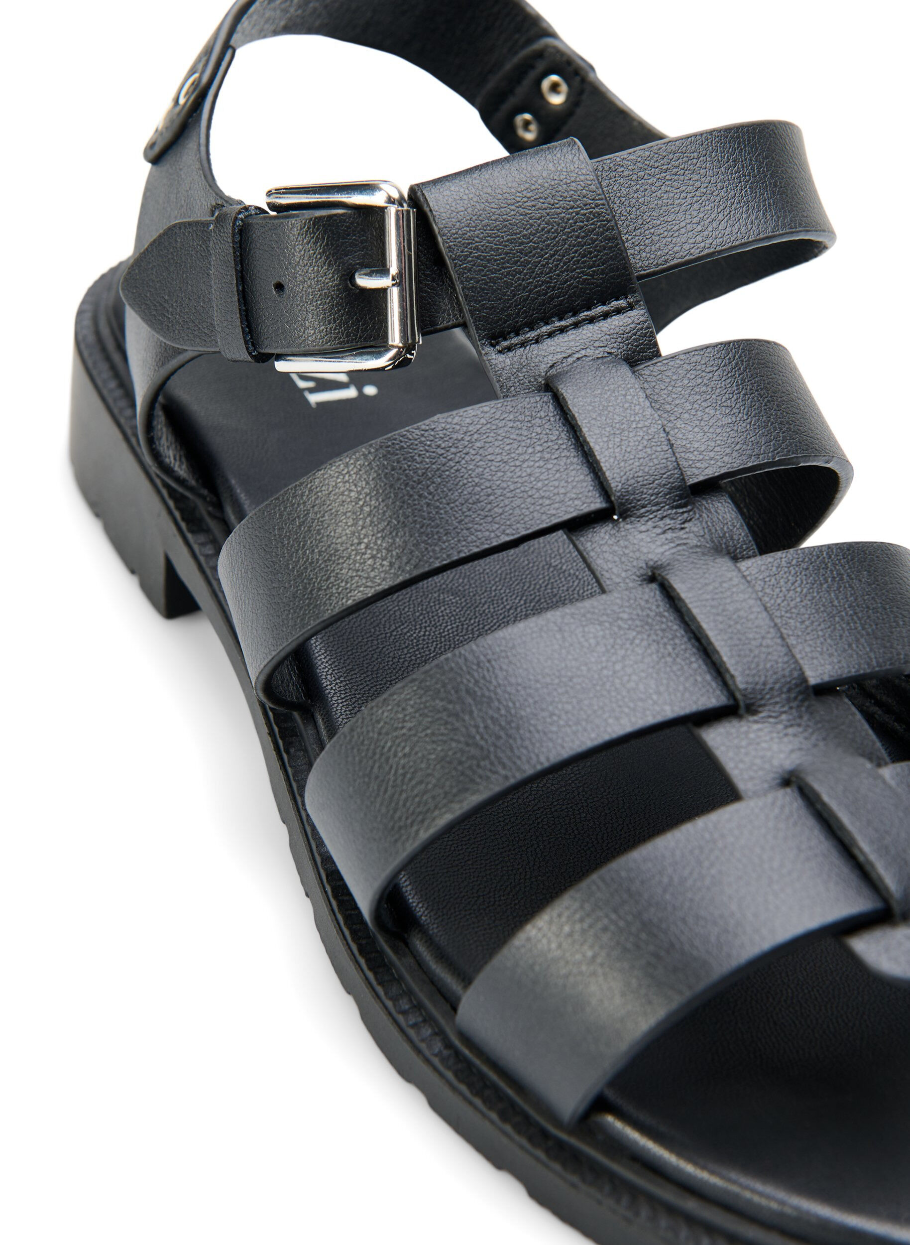 Zizzifashion Wide fit leather sandal, Black, Packshot image number 3