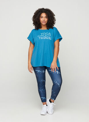 Short-sleeved sports T-shirt with print, Storm Blue, Model image number 2
