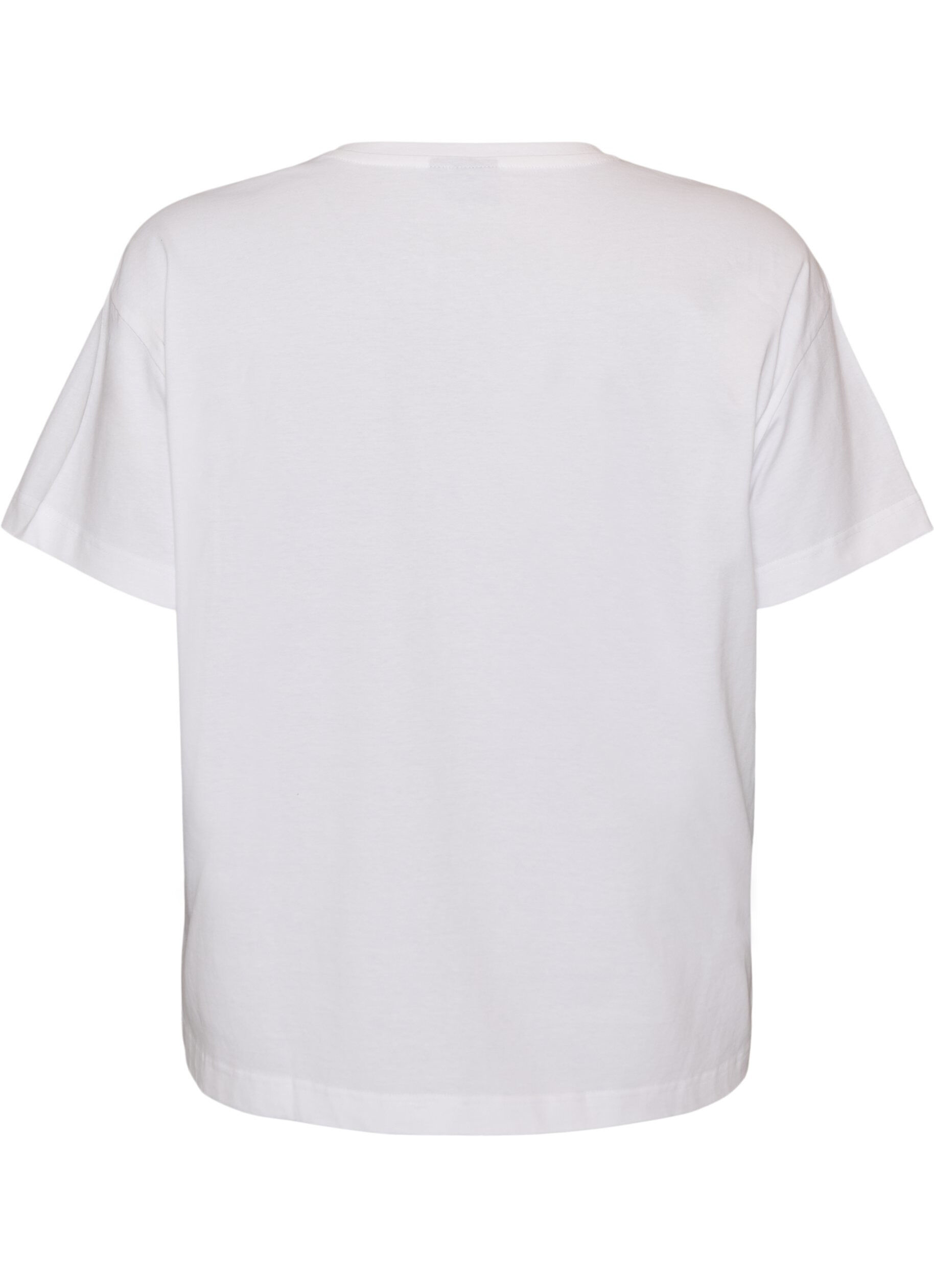 Zizzifashion 100% cotton T-shirt with short sleeves and print, White, Packshot image number 1