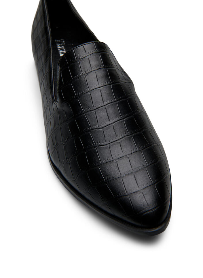 Wide fit - Loafers with a croc effect, Black, Packshot image number 3