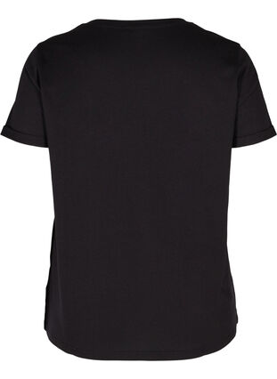 Cotton exercise t-shirt with print, Black Fading Square, Packshot image number 1