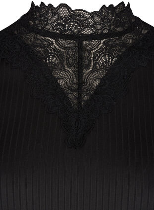High neck blouse with lace details, Black, Packshot image number 2
