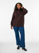 Knitted sweater with high neck and zipper, Brown, Model image number 1
