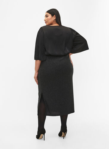 Tight-fitting glitter skirt	, Black Silver, Model image number 1