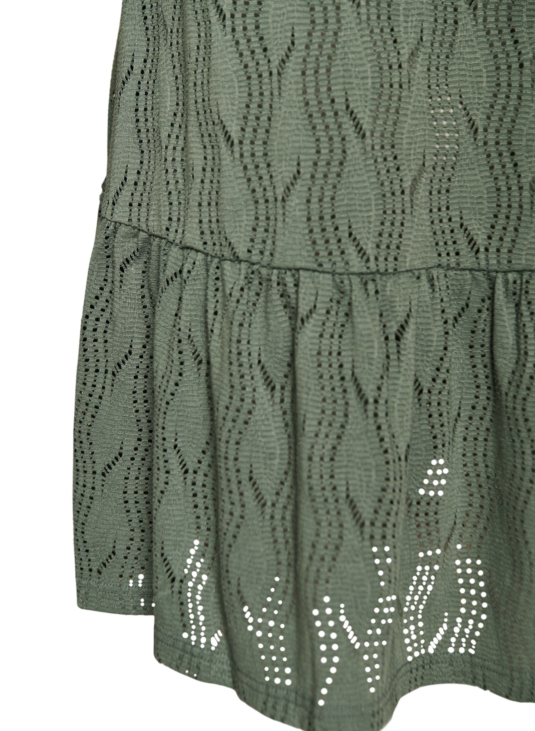 Zizzifashion Short jersey dress with eyelet embroidery, Green, Packshot image number 3