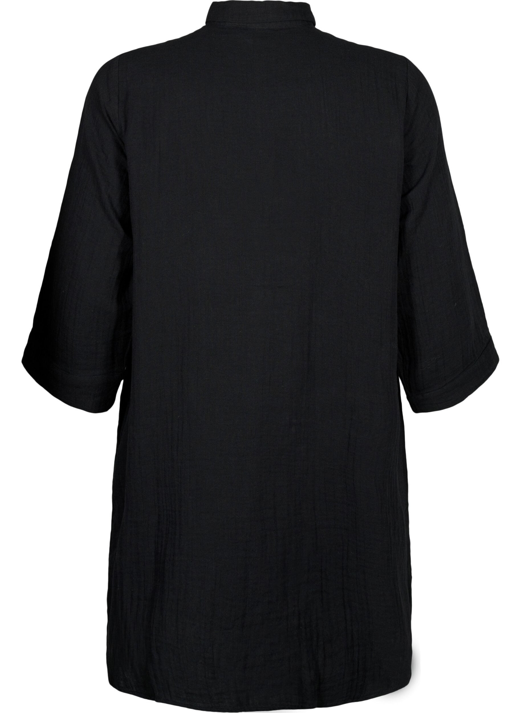 Zizzifashion Long shirt in cotton muslin, Black, Packshot image number 1