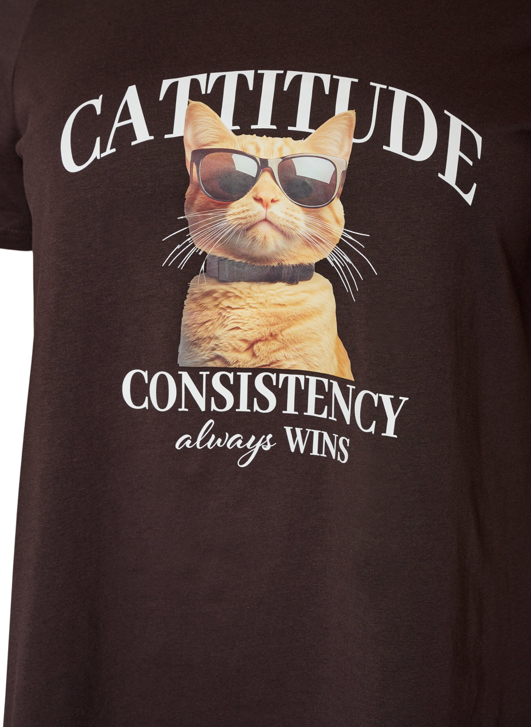 ZizzifashionCotton T-shirt with front print, Brown, Packshot image number 2