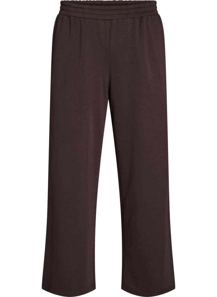 High-waisted sweatpants with wide legs, Brown, Packshot image number 0